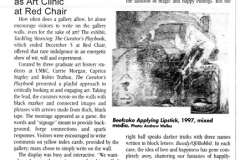 Heather Lustfeldt, "The Exhibit as Art Clinic at Red Chair"Review, Page 19, January 2000